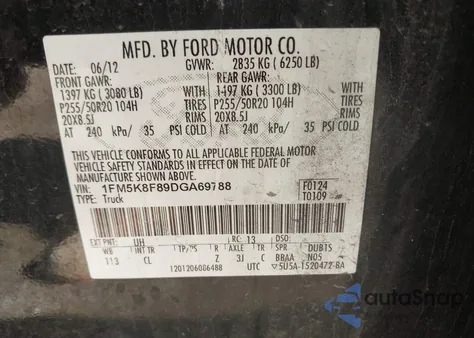2013 Ford Explorer Limited from USA, damaged, VIN 1FM5K8F89DGA69788